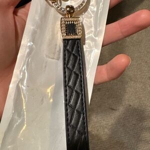 Elegant Black Leather Keychain